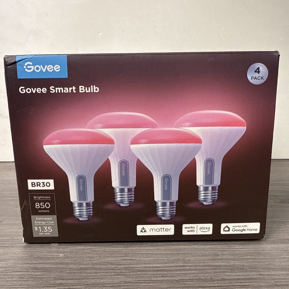 Govee Smart BR30 LED Bulbs 4-Pack Color Tunable White Works with Alexa Google